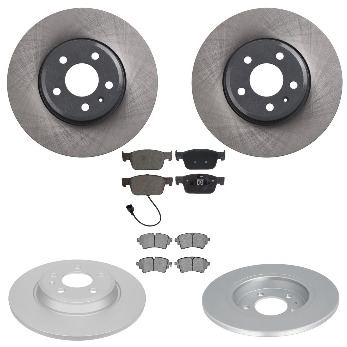 Front Rear Coated Disc Brake Rotors & Pads for Audi A4 Sedan 2017 2018 2019 2020
