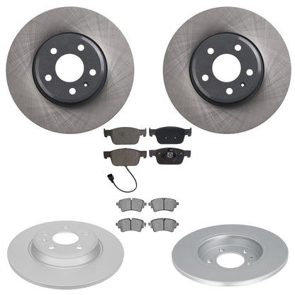 Front Rear Coated Disc Brake Rotors & Pads for Audi A4 Sedan 2017 2018 2019 2020
