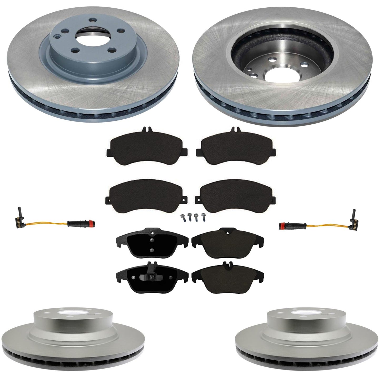Front & Rear GEO Coated Brake Rotors & EPS Brake Pads For GLK350 2010 2014 2015
