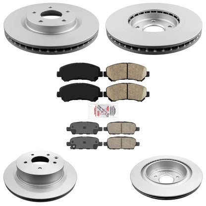 Rotores de disco delanteros y traseros y pastillas de freno de cerámica para Nissan Rogue 08-13, 6 piezas