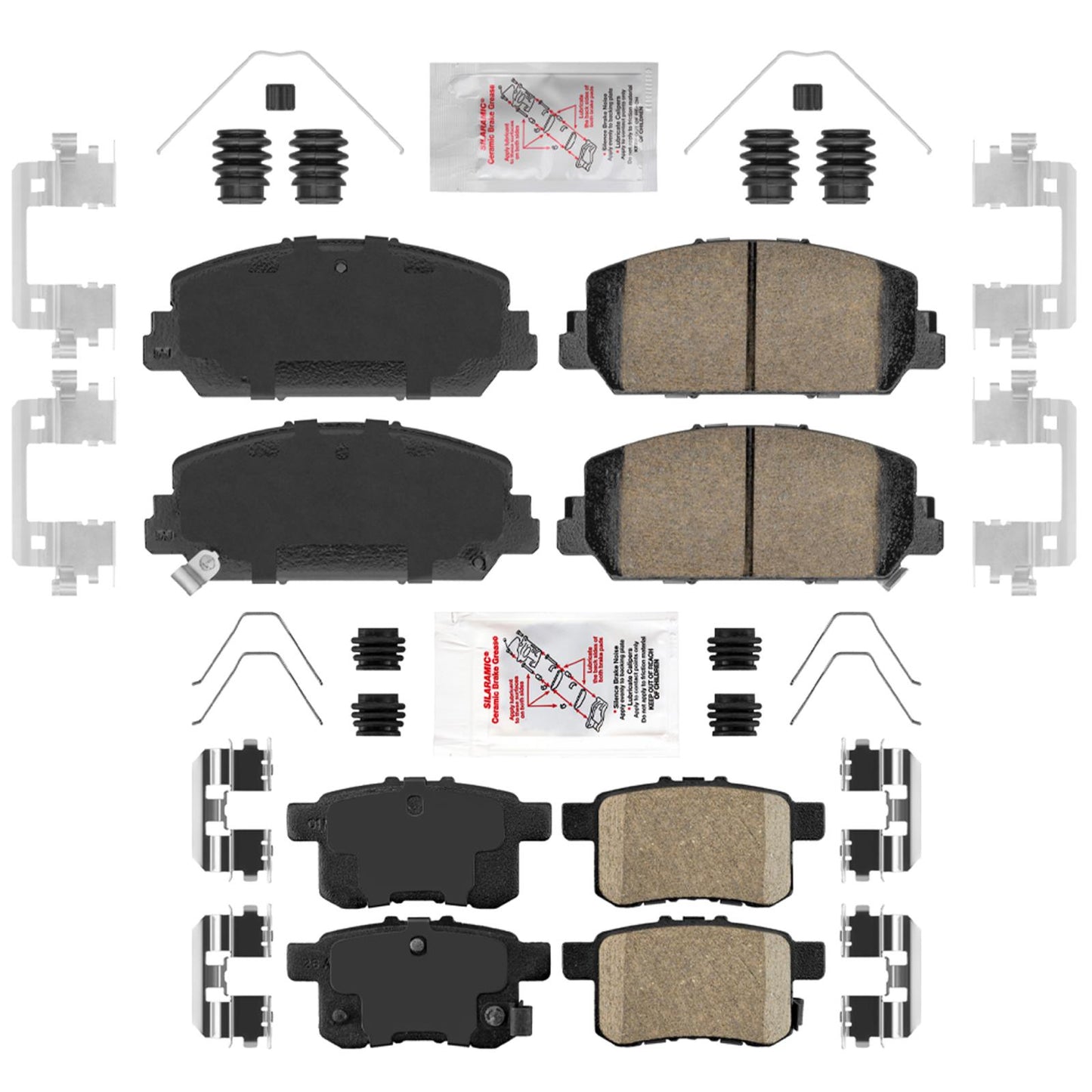 Front and Rear AME Ceramic Disc Brake Pads For Honda Accord Touring 16-17 3.5L