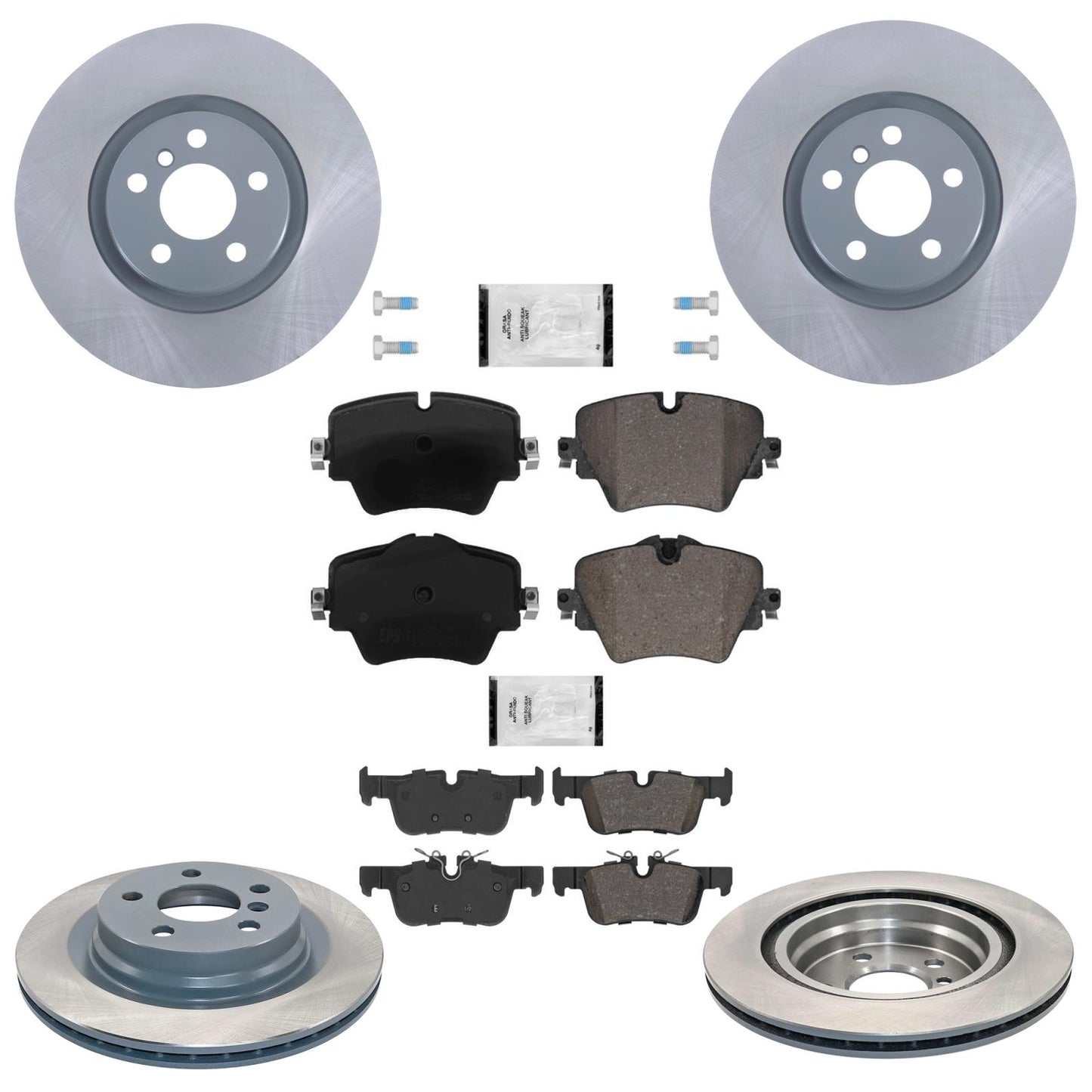 F&R Coated Disc Brake Rotors & EPS Brake Pads For BMW X2 28i 2.0L 2018 2020 2023