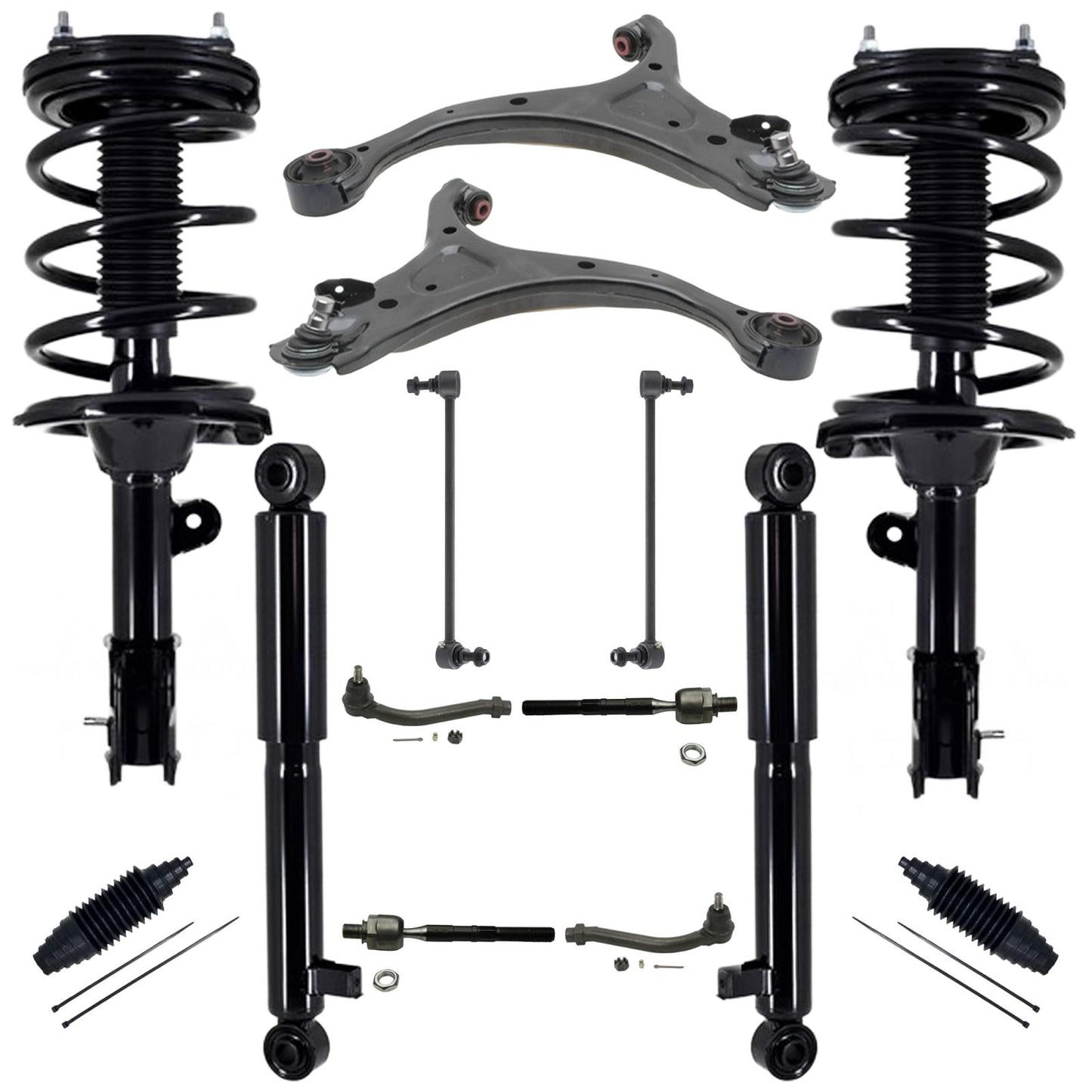 Frt Coil Spring Struts Control Arms Tie Rods for Hyundai Santa Fe AWD A/T 07-09