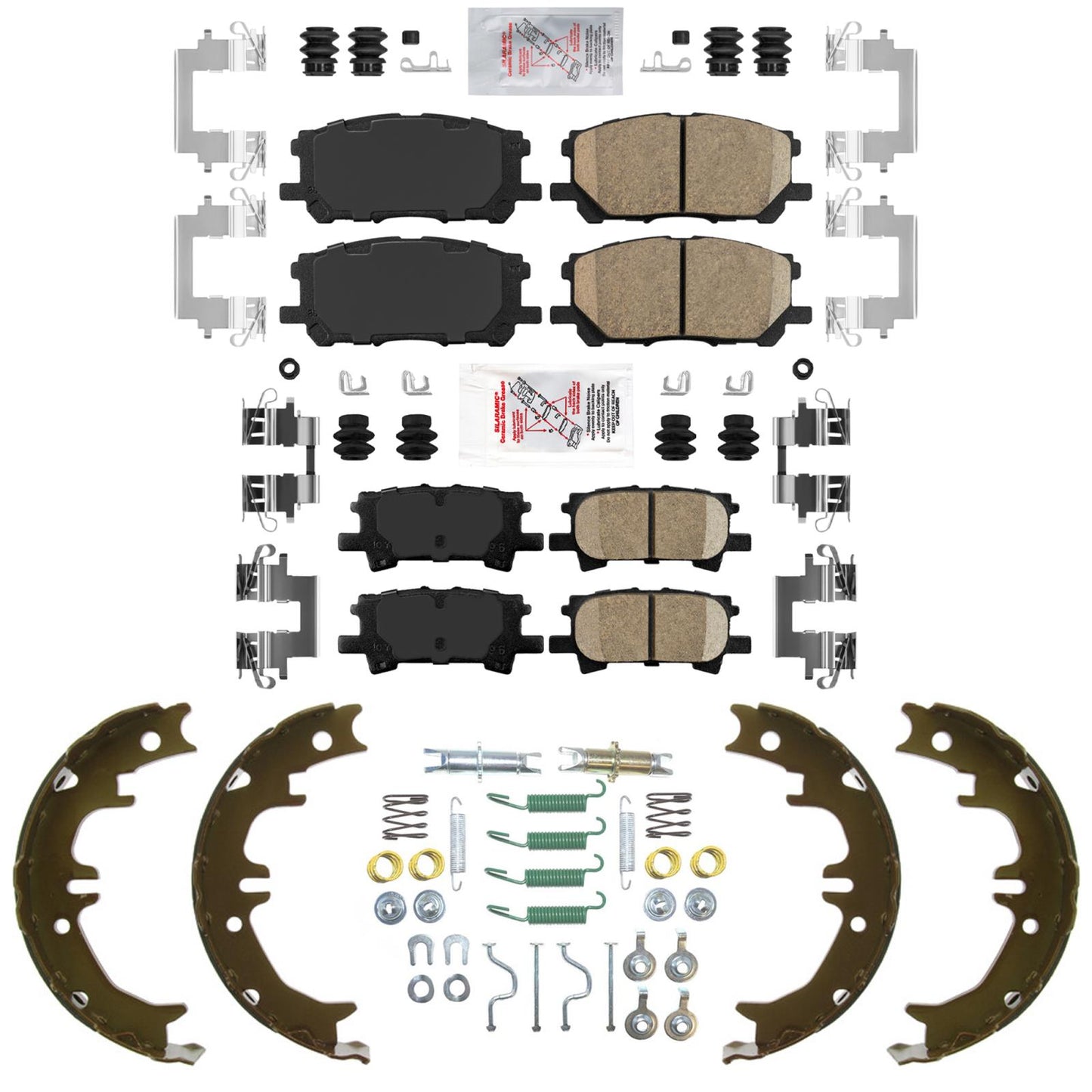 Front and Rear Disc Brake Pads Parking Shoes For Lexus RX350 RX400h 2006-2009