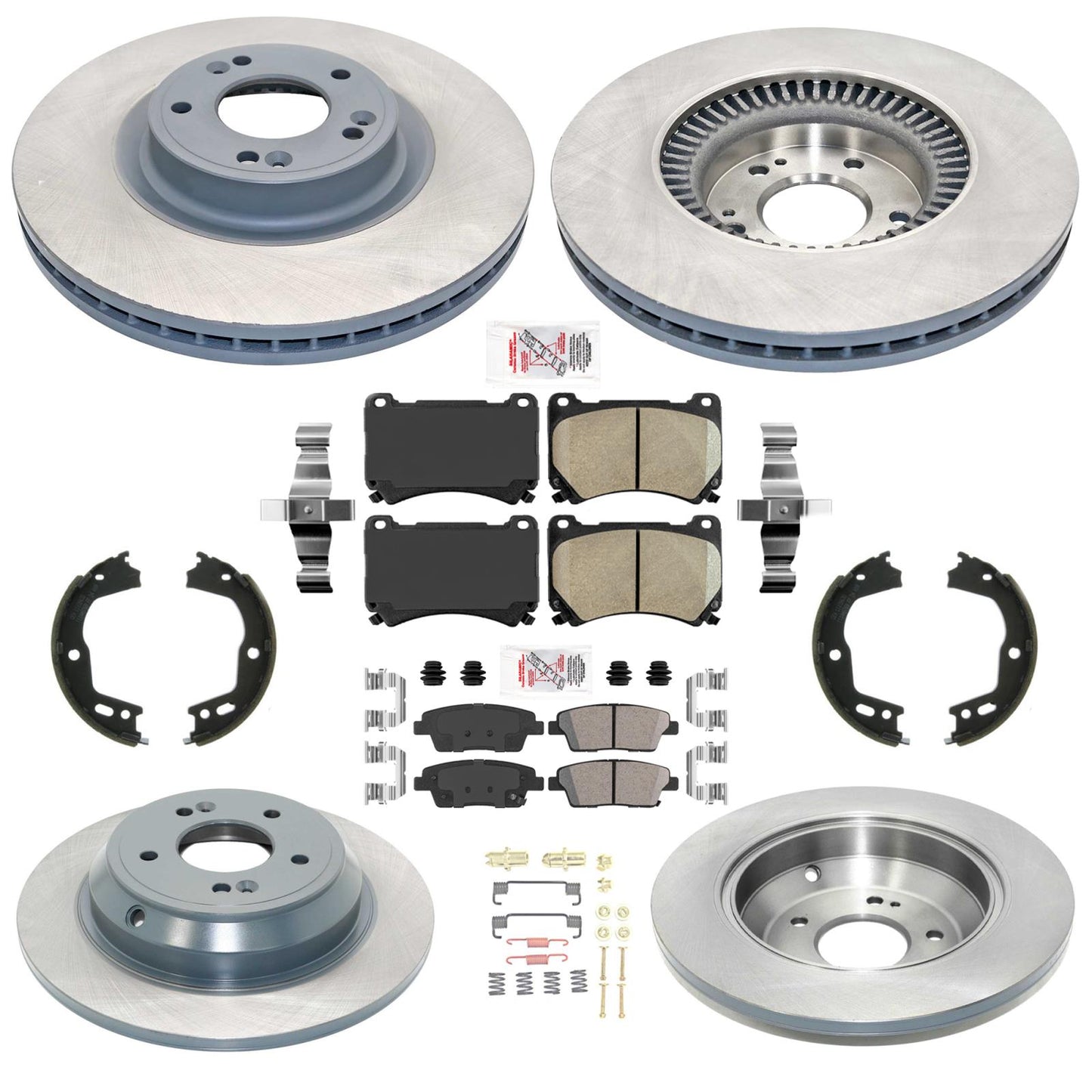 Coated Disc Brake Rotors & Brake Pads for Hyundai Genesis 3.8L 4Door Sedan 12-14