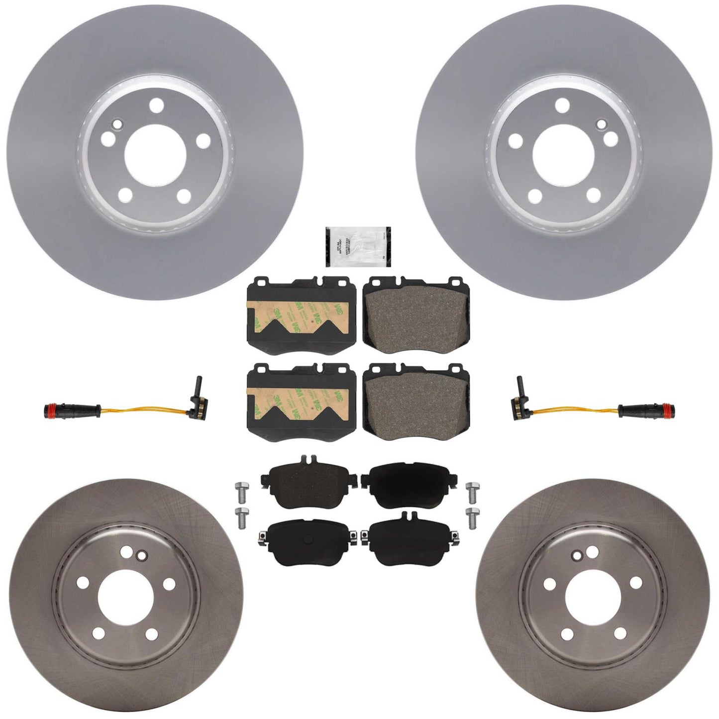 Coated Disc Brake Rotors & Pads for Mercedes Benz E350 2020-2023 Rear Wheel Drv