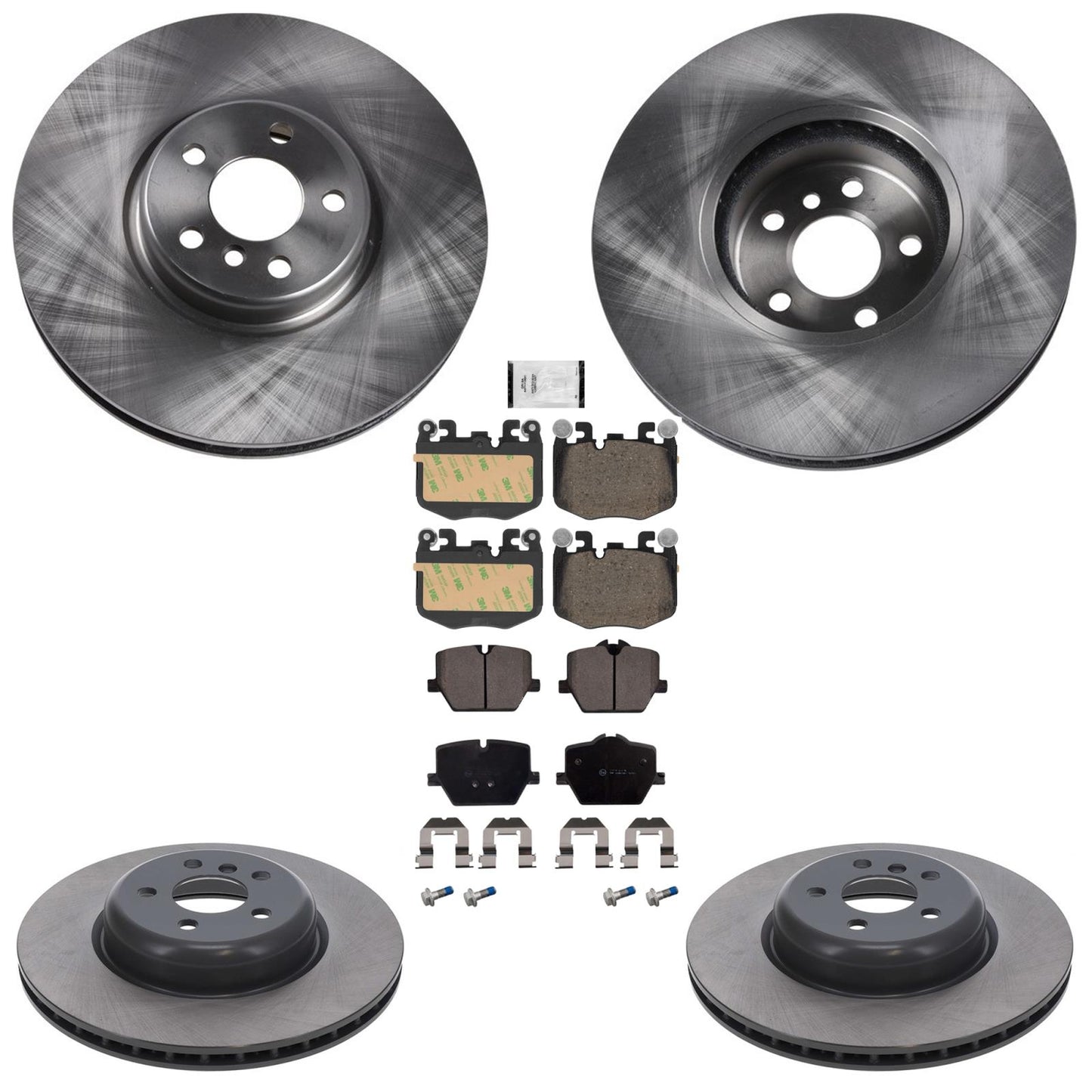 Front Rear Disc Brake Rotors & Euro R90 Pads for BMW 330i 2019-2026 W/ 348MM
