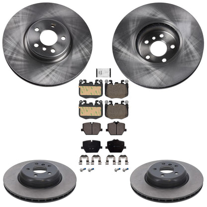 Front Rear Disc Brake Rotors & Euro R90 Pads for BMW 330i 2019-2026 W/ 348MM