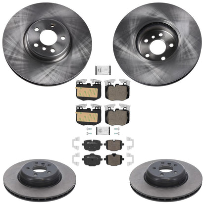 Front Rear Disc Brake Rotors & Euro R90 Pads for BMW 530i 2017-2023 W/ 348MM