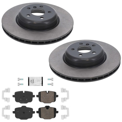 Rear Disc Brake Rotors & Euro R90 Pads for BMW 530i 2017 2020 2023 W/ 345MM
