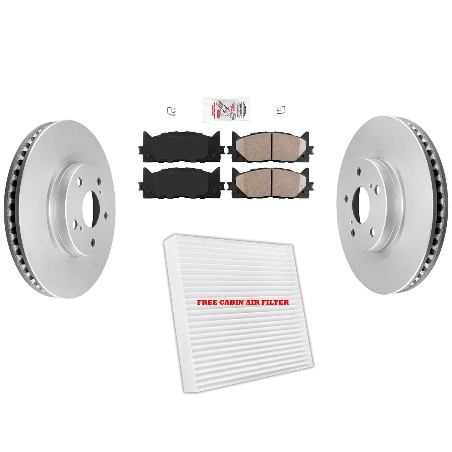 Front Disc Brake Rotors + Brake Pads for Lexus ES300h ES350 Toyota Camry Avalon