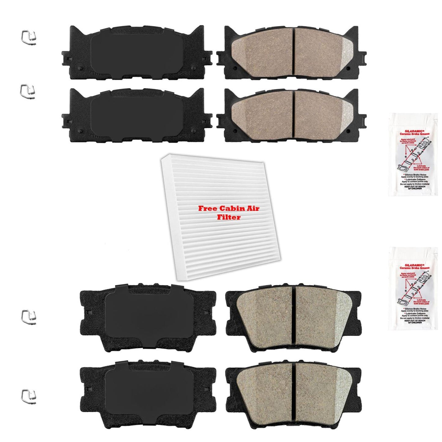 Pastillas de freno delanteras y traseras para Toyota Camry 2007 -2017 Se adapta a Lexus ES350 Cerámica +