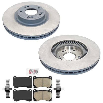 Front Coated Disc Brake Rotors & Brake Pads for Hyundai Genesis 3.8L 4Door 12-14