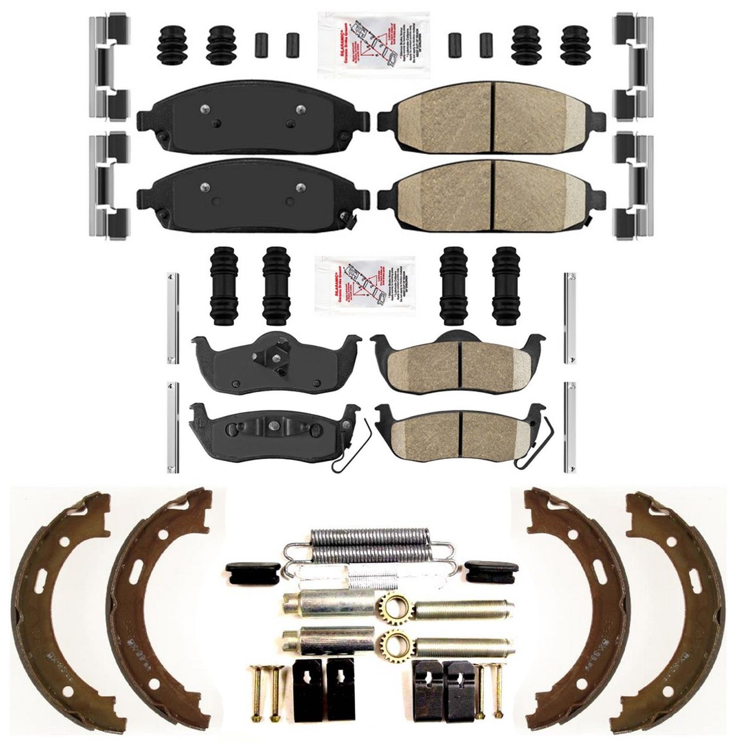 Front and Rear Disc Brake Pads Parking Shoes for Jeep Grand Cherokee 2005-2010