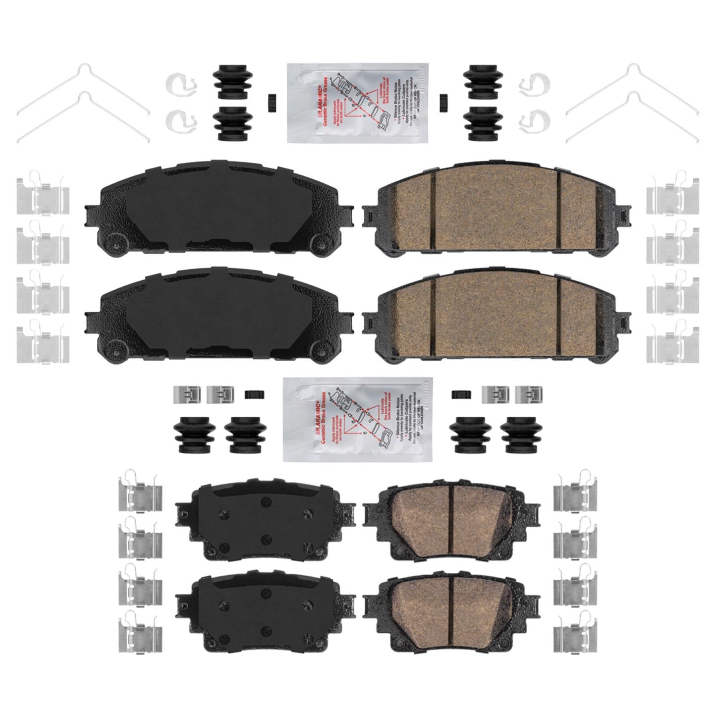 Front Rear Ceramic Disc Brake Pads Hardware for Toyota Highlander 2020 2024 2026