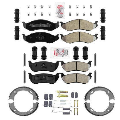 Front and Rear Disc Brake Pads Parking Shoes for Jeep Wrangler 2003 2005 2006