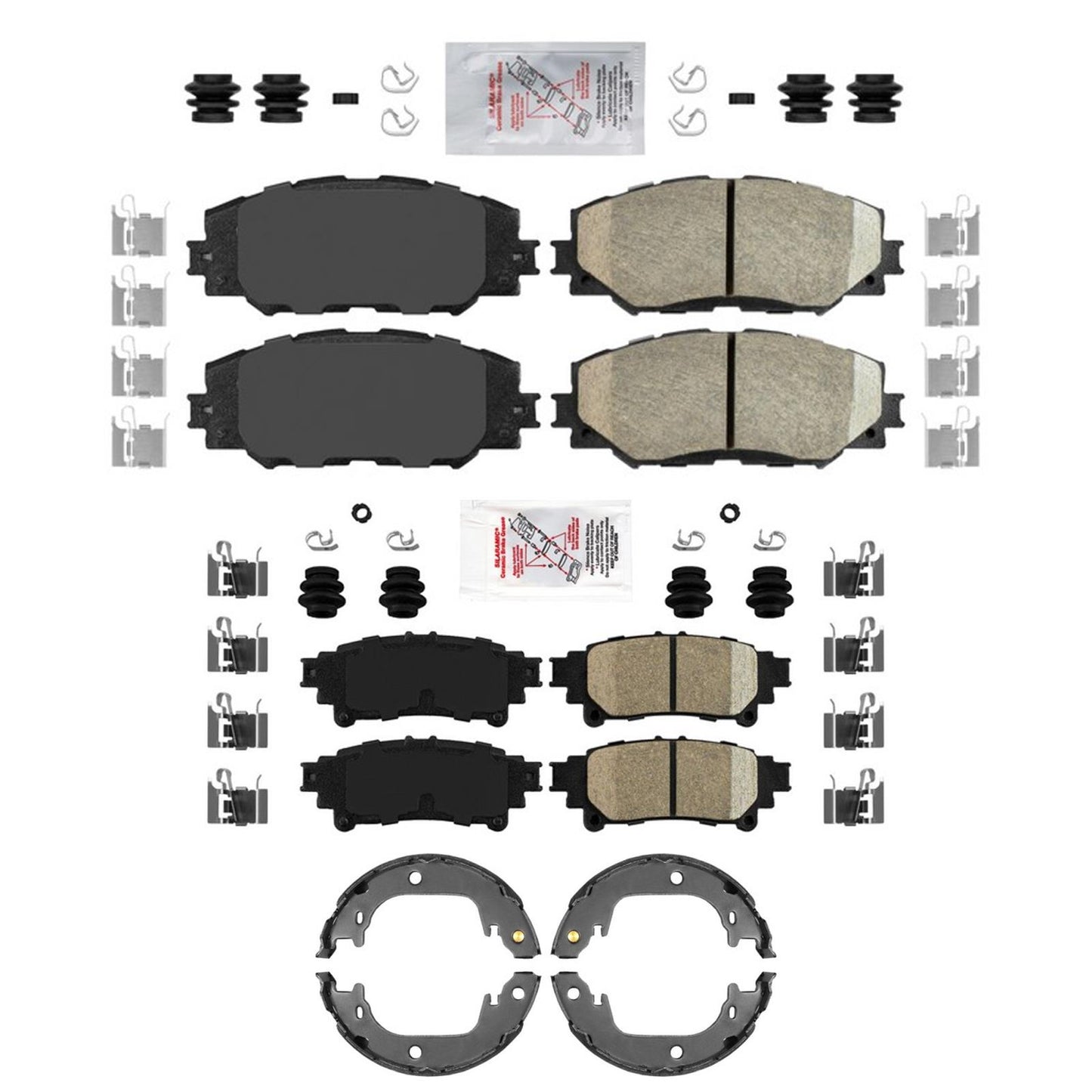 Front Rear Disc Brake Pads Parking Shoes  for Toyota Prius V 2012 2014 2017 2018