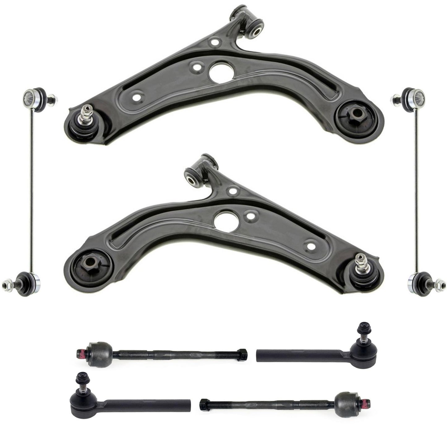 Left & Right Lower Control Arms Ball Joints Tie Rods for Fiat 500 2012-2017
