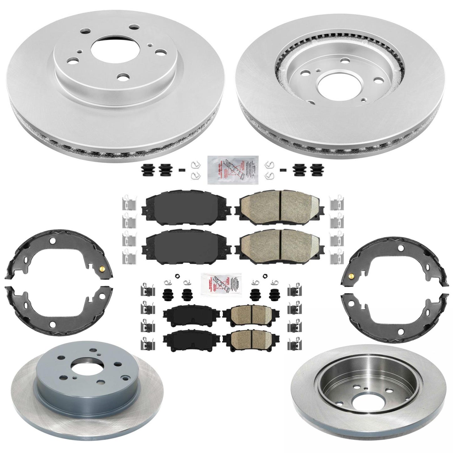 Front Rear Coated Disc Brake Rotors Brake Pads for Toyota Prius V 2012 2015 2018
