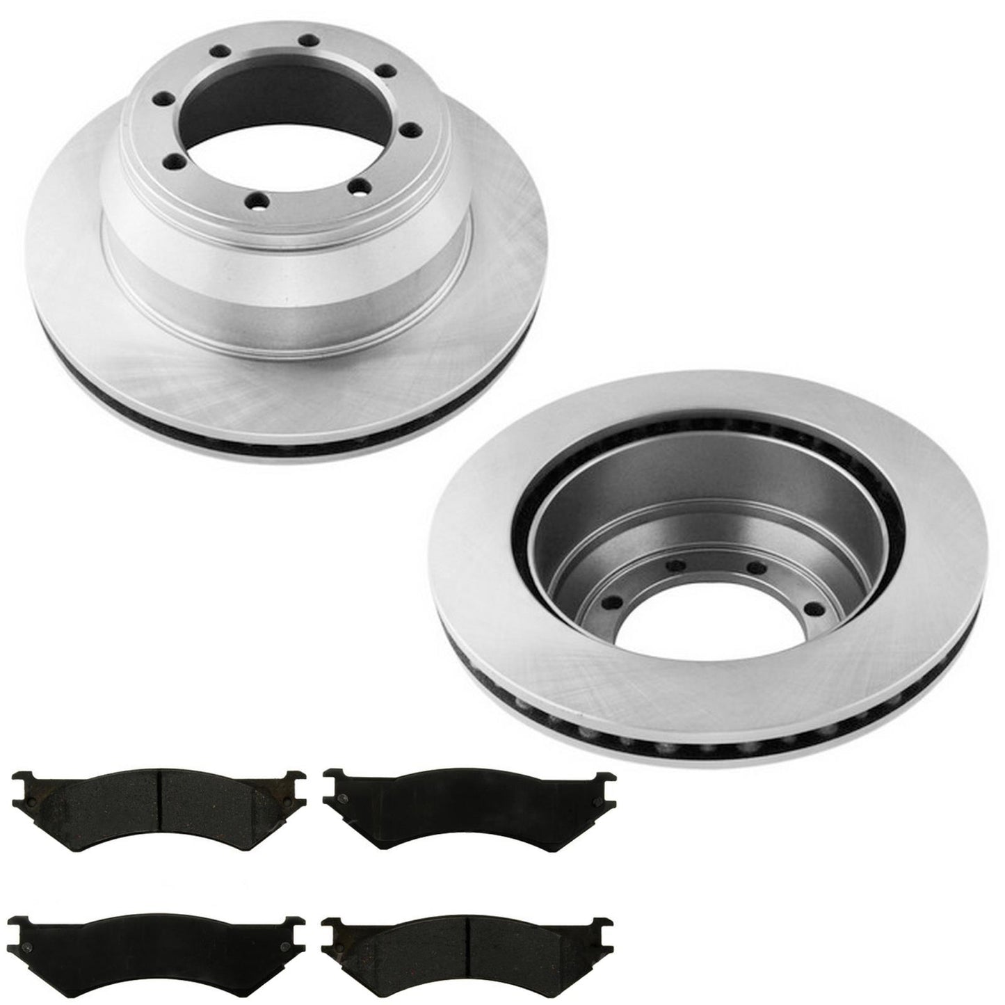 Rear Disc Brake Rotors & Fleet Duty Pads for Ford E350 Dually Van DRW 1999-2007
