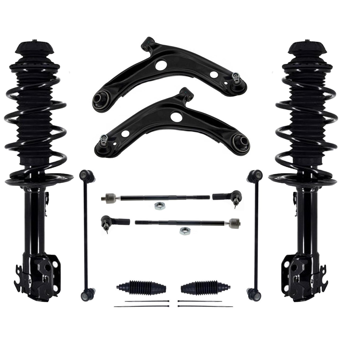 Front Complete Struts Lower Control Arms Tie Rods Links For Scion xD 2011-2014