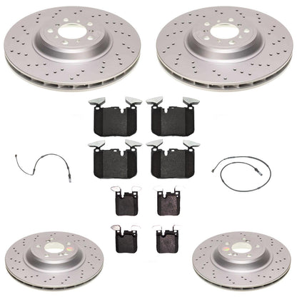 Drilled & Coated Disc Brake Rotors & Brake Pads for BMW M4 2015 2016 2018 2020