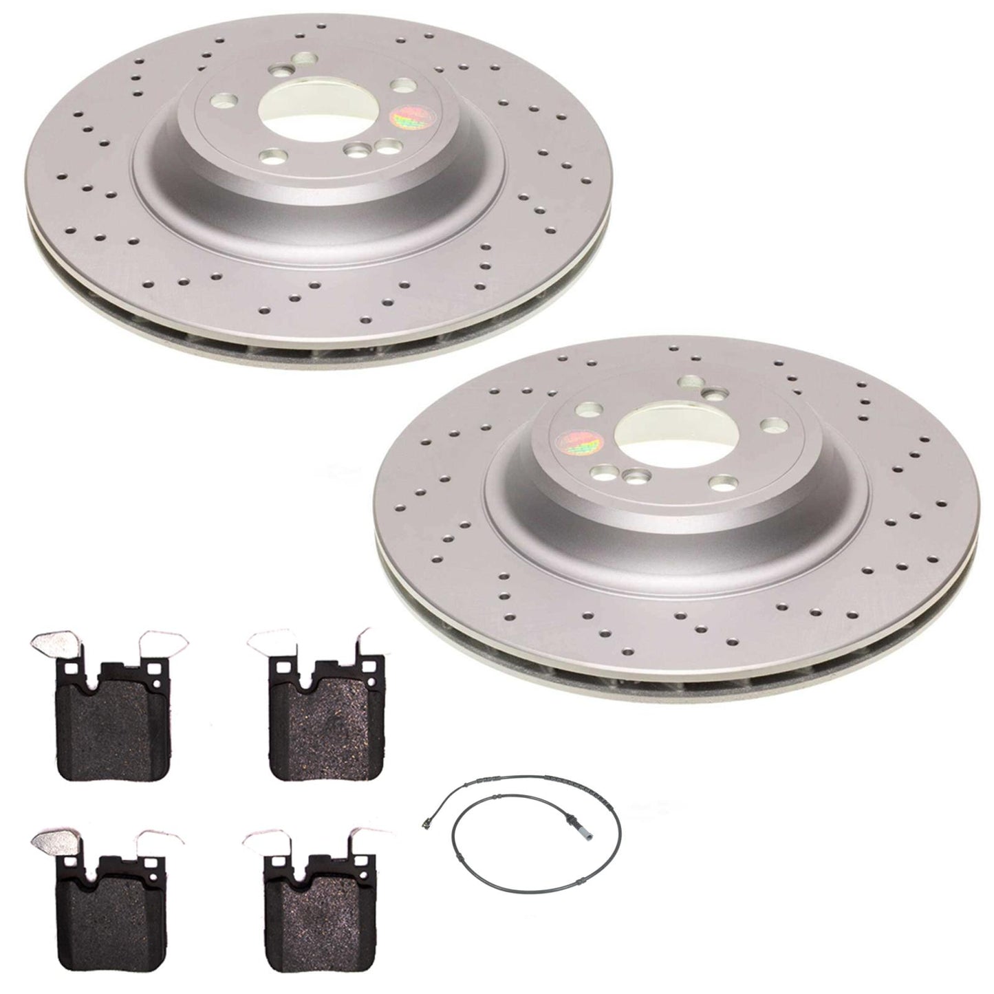 Rear Drilled & Coated Disc Brake Rotors & Brake Pads for BMW M4 2015 2018 2020