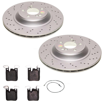 Rear Drilled & Coated Disc Brake Rotors & Brake Pads for BMW M4 2015 2018 2020