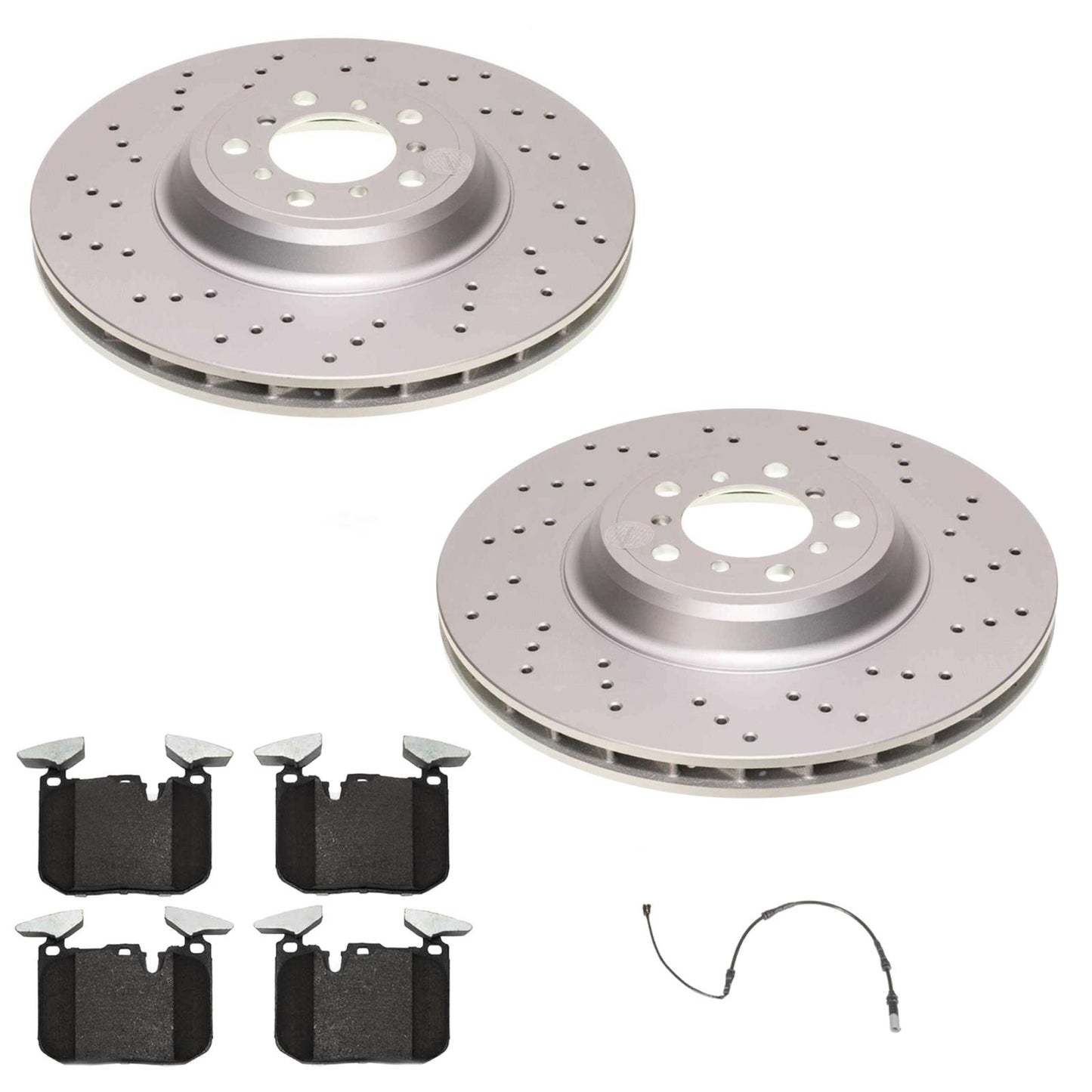 Front Drilled & Coated Disc Brake Rotors & Brake Pads for BMW M4 2015 2018 2020