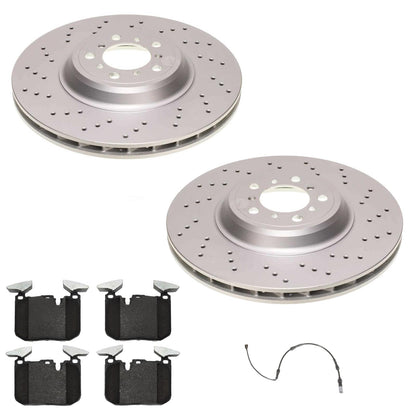 Front Drilled & Coated Disc Brake Rotors & Brake Pads for BMW M4 2015 2018 2020