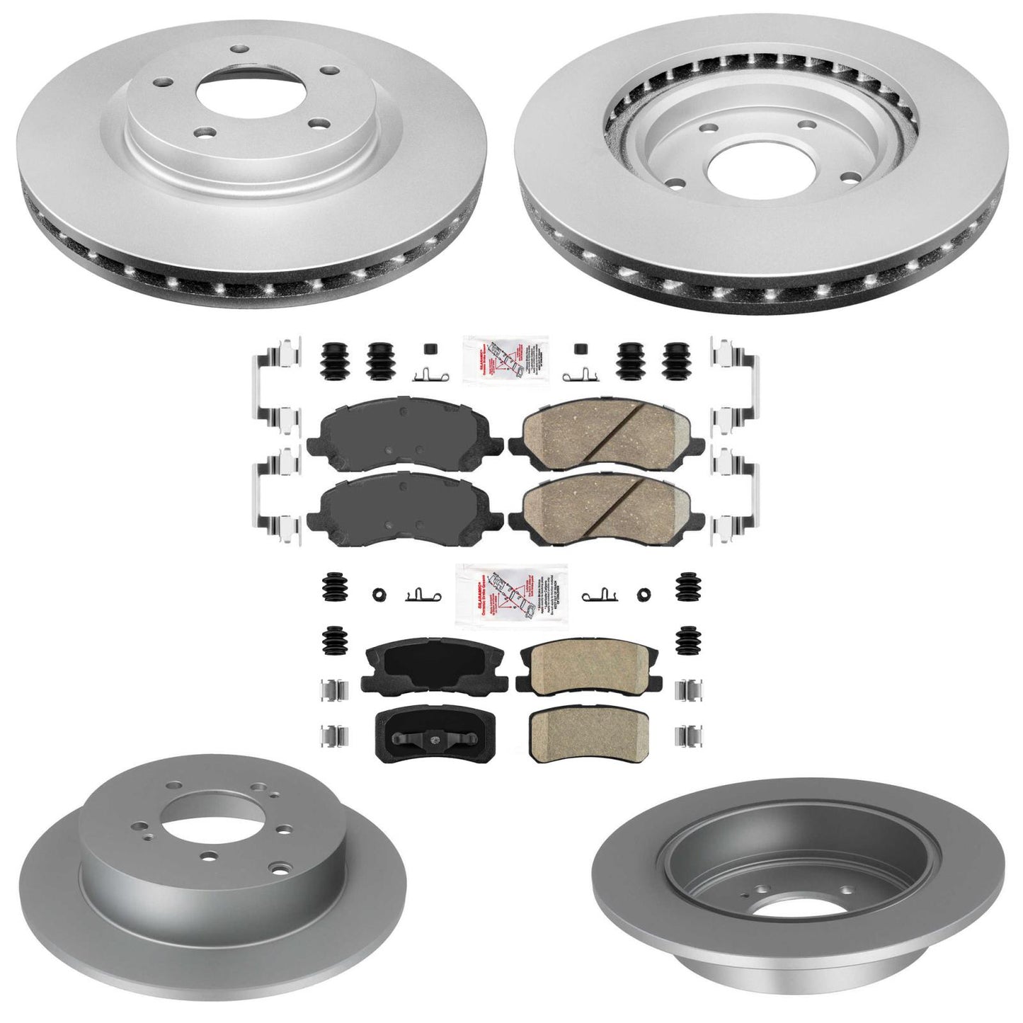 F&R Coated Disc Brake Rotors Brake Pads for Mitsubishi Outlander 2.4L SE 12-13
