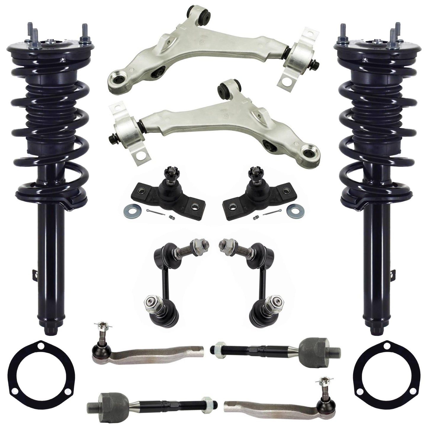 Front Struts Lower Control Arms Ball Joints Tie Rods Links For IS300 16-18 AWD