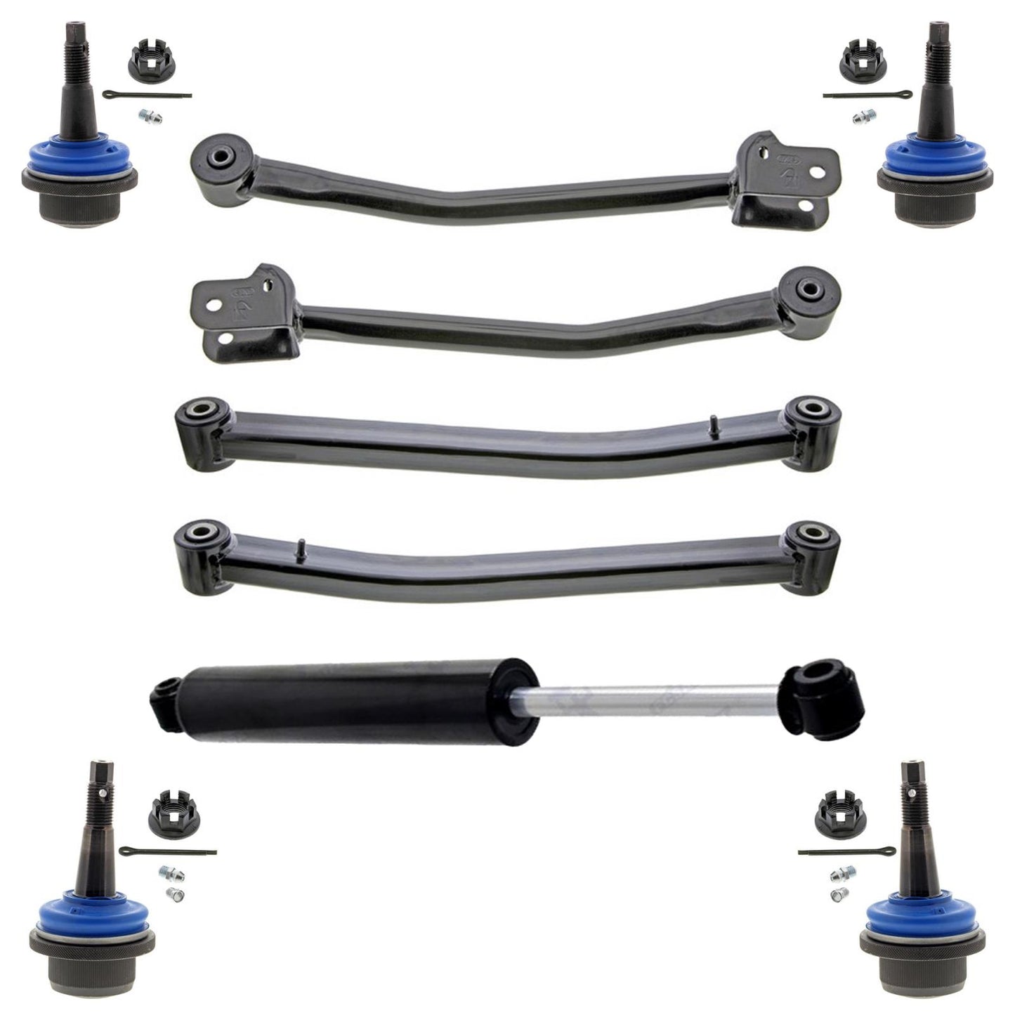 Steering Damper Upper & Lower Control Arms Ball Joints For Wrangler 2018-2025