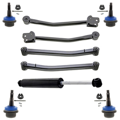 Steering Damper Upper & Lower Control Arms Ball Joints For Wrangler 2018-2025