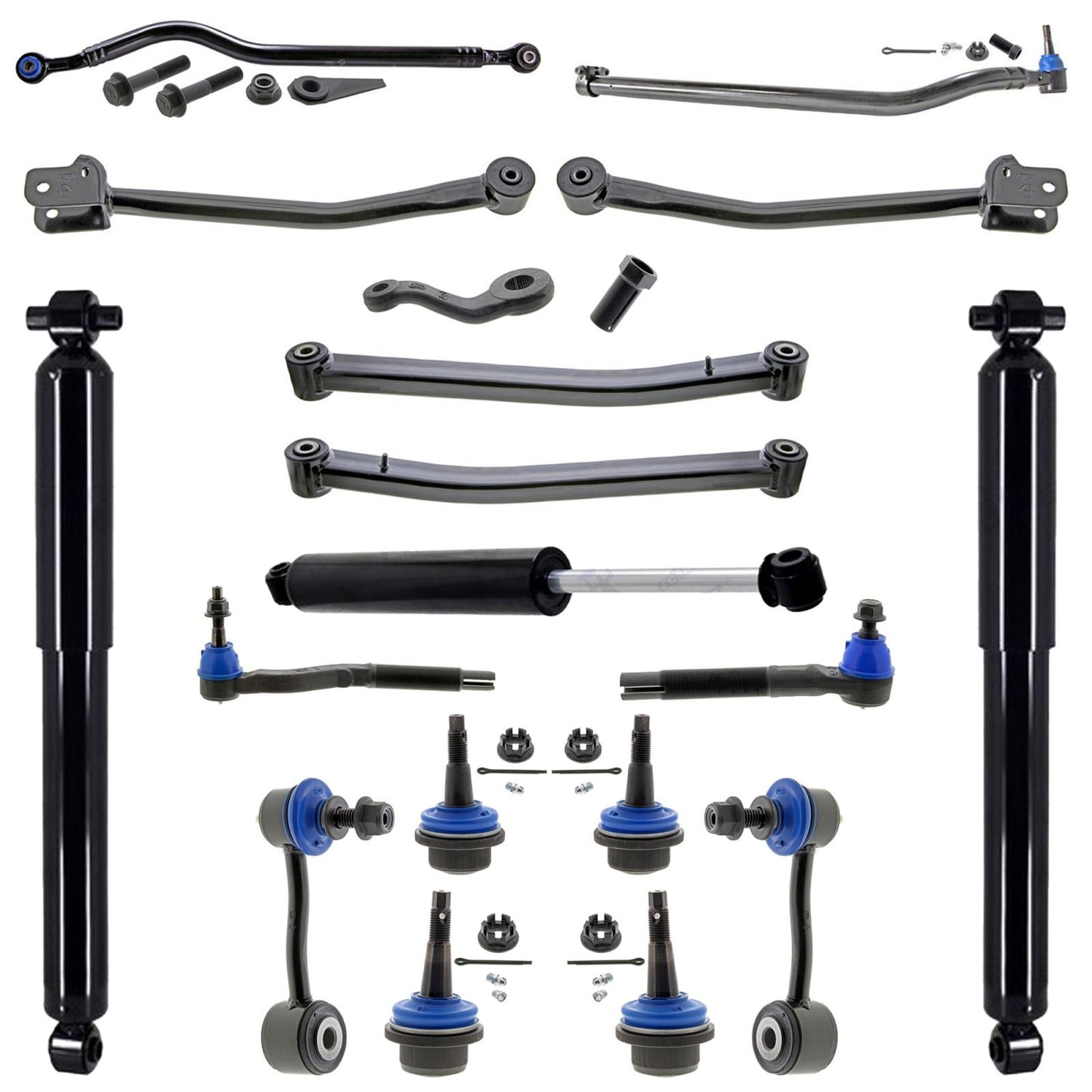 Steering Damper Track Bar Arms Ball Joints Tie Rods For Wrangler 2018-2024