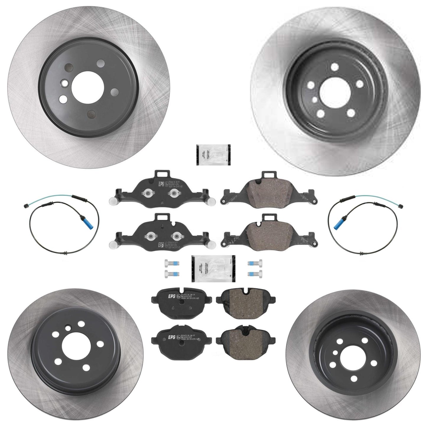 Coated Front & Rear Disc Brake Rotors & Brake Pads for 530I 530e 18-22 348MM
