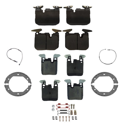Front & Rear Disc Brake Pads Parking Shoes for BMW 435i 2014 2016 Blue Caliper
