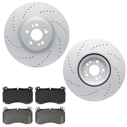 Front Cross Drilled Brake Rotors & EPS Brake Pads For GLE450 20-24 W/ AMG Sport