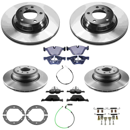 Front & Rear Carbon Coated Rotors EPS Brake Pads & Shoes For BMW 330i 2006