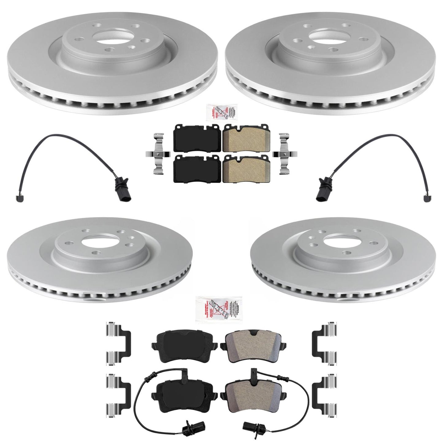 Front Rear Disc Brake Rotors & AME Brake Pads for Porsche Macan 2.0L 2017-2020