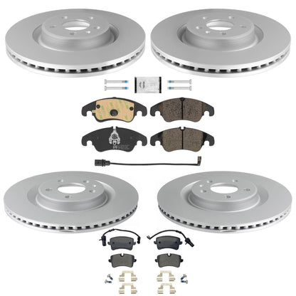 Front and Rear Disc Brake Rotors & R90 Brake Pads for Audi A6 Quattro 2012-2015