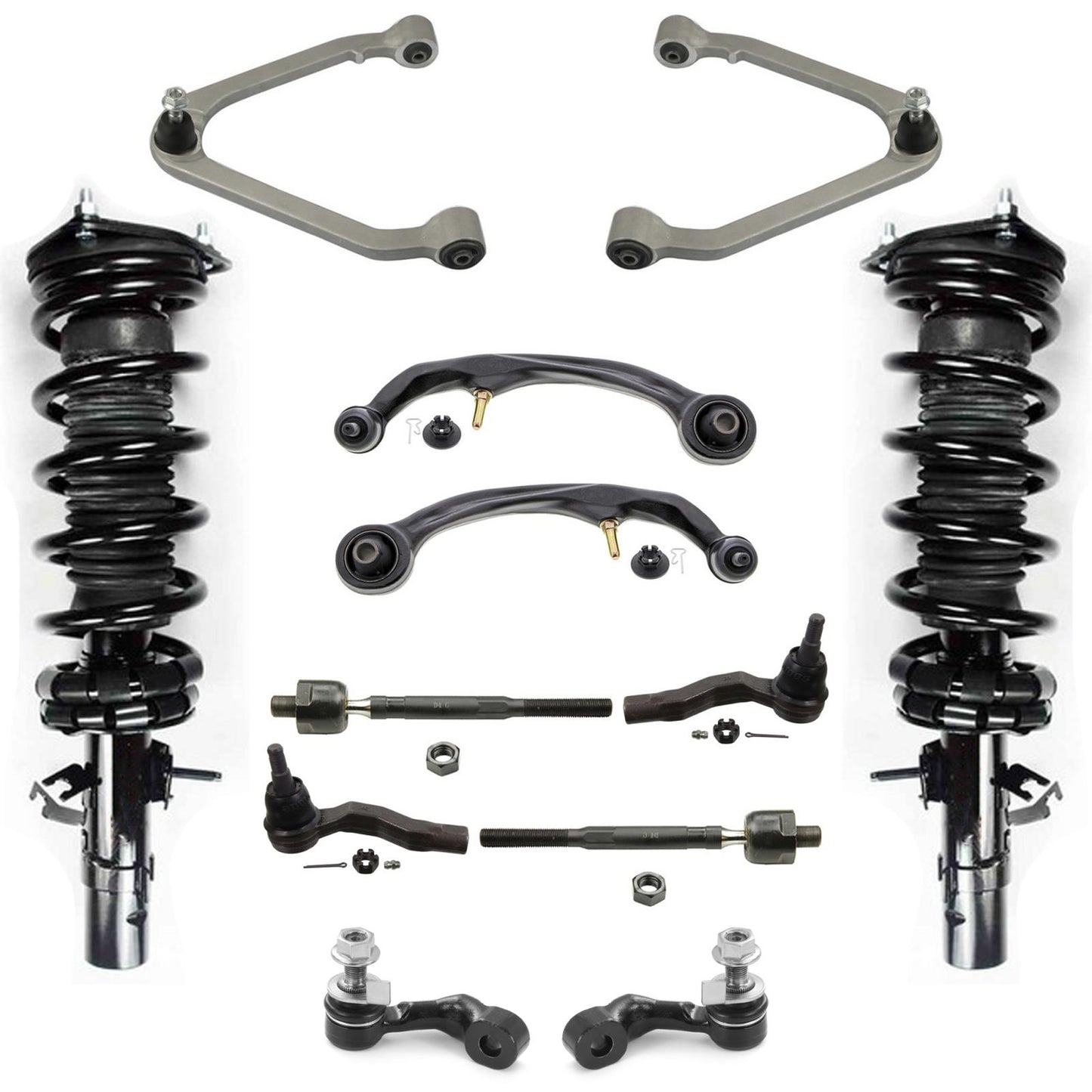 Front Struts Control Arms Tie Rods & Links For G35X AWD 2004-06 Automatic Trans