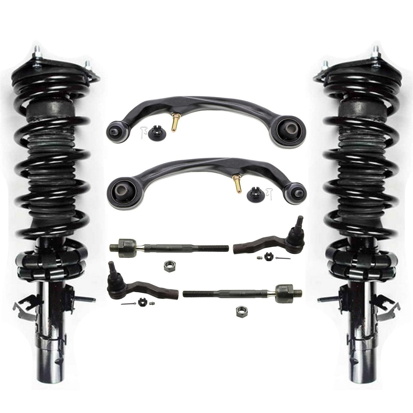 Front Struts Arms & Tie Rods For G35X 4DR All Wheel Drive Automatic Trans 04-06