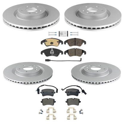 Front and Rear Disc Brake Rotors & R90 Brake Pads for Audi A6 Quattro 2012-2015
