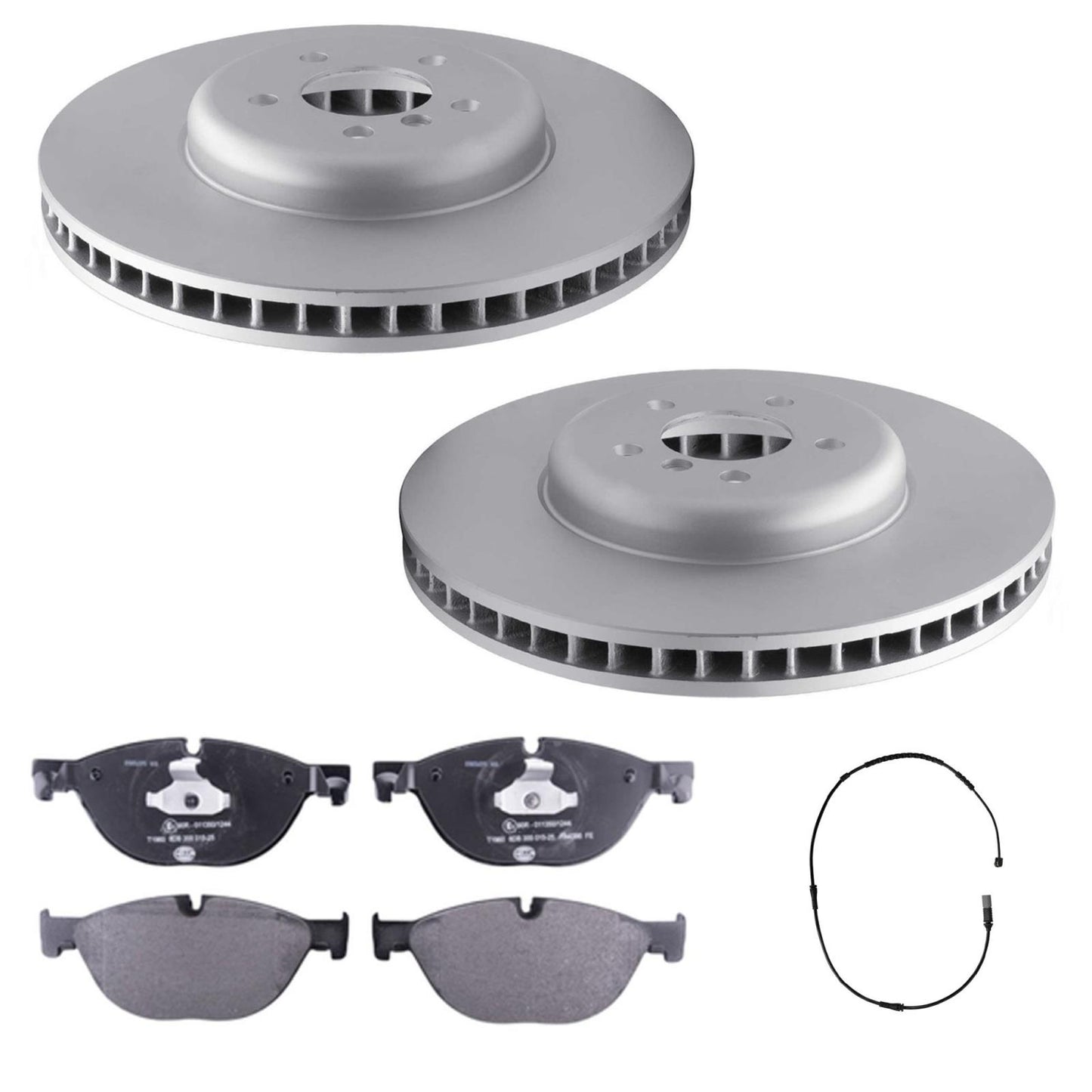 Front 374MM Disc Brake Rotors & R90 Brake Pads for BMW 550i GT 2010 2012 2015
