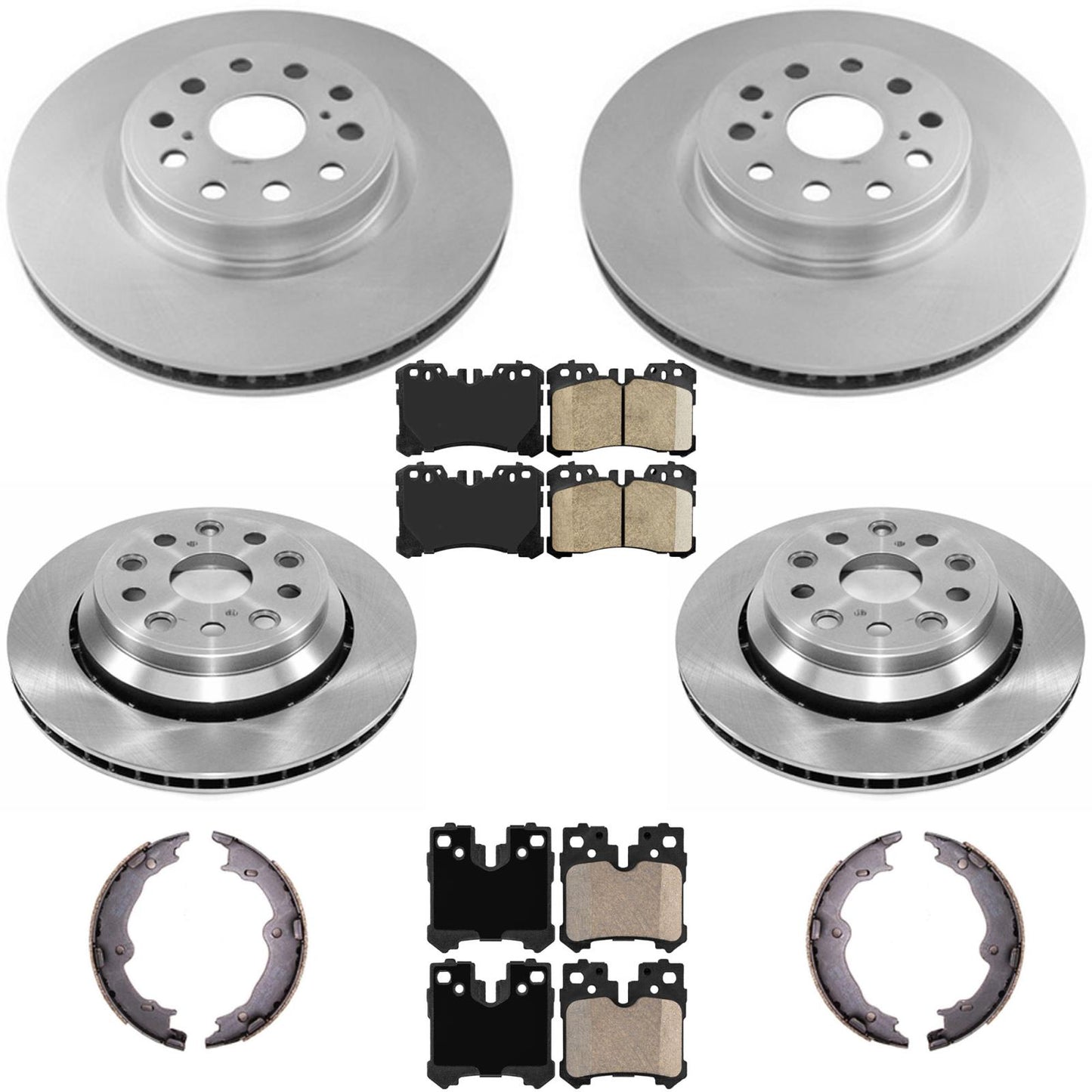 Disc Brake Rotors & Ceramic Pads for Rear Wheel Drive Lexus LS460 2007-2017