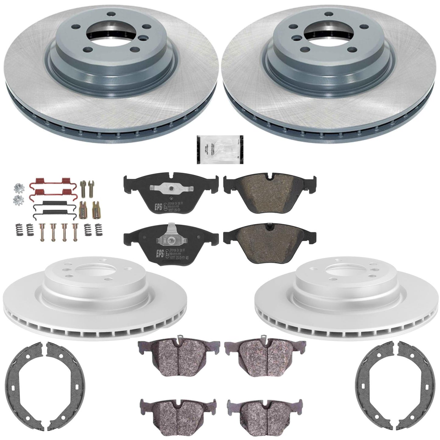 Front & Rear GEO Coated Rotors & Euro Brake Pads for BMW 335i 2007 2008 2009