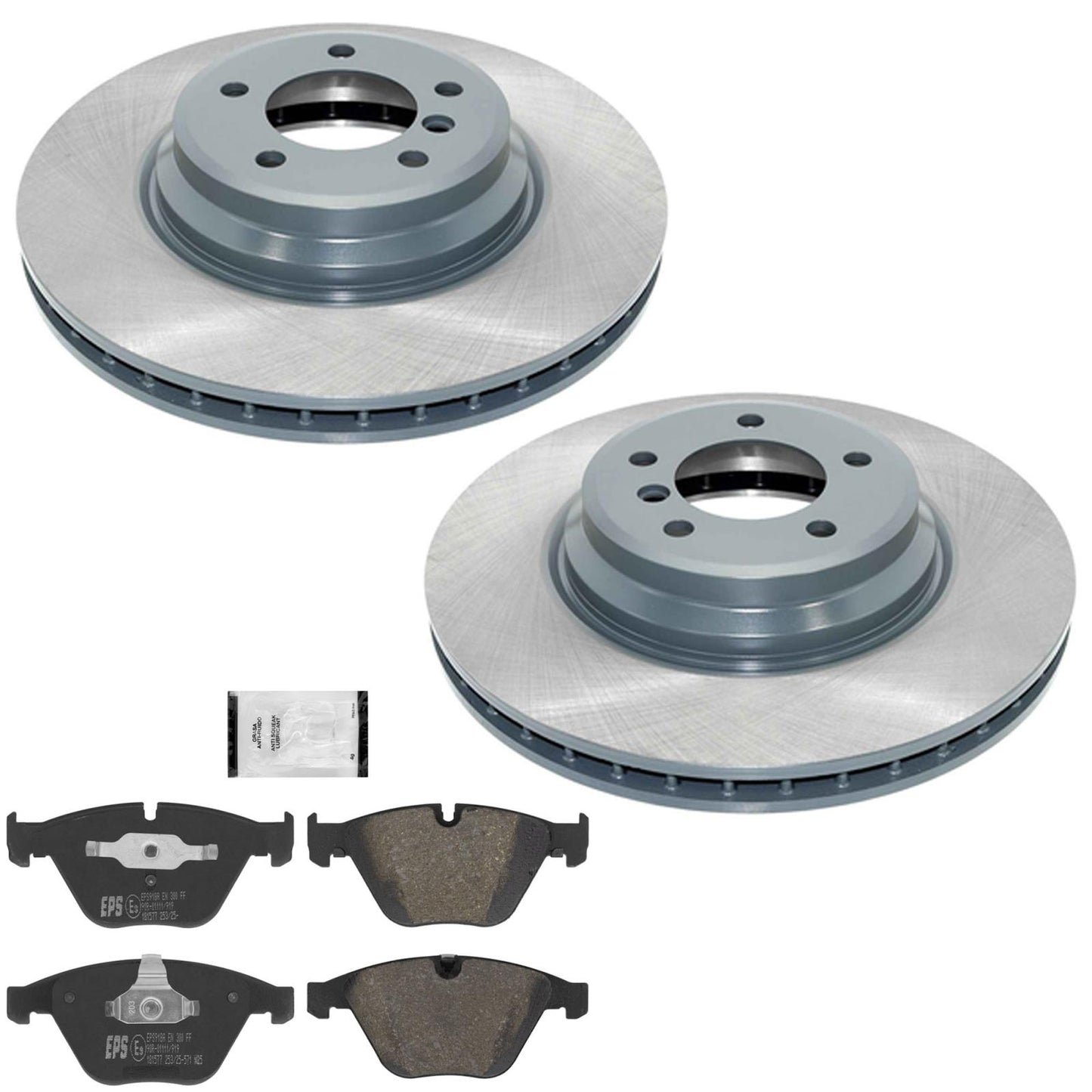 Front GEO Coated Rotors & R90 Euro Brake Pads for BMW 335i 2007 2008 2009