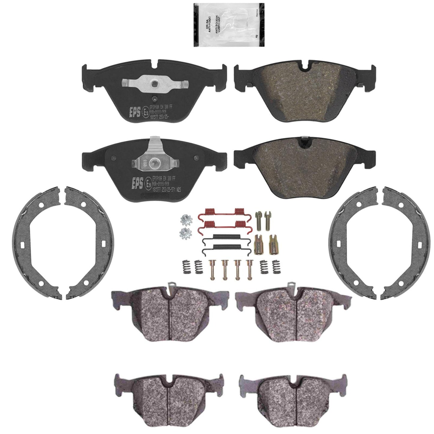 Front Rear R90 Euro Disc Brake Pads Parking Shoes for BMW 335i 2007 2008 2009