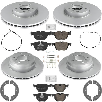 Front & Rear GEO Coated Rotors & Euro Brake Pads for BMW X5 xDrive 35i 2011-2018